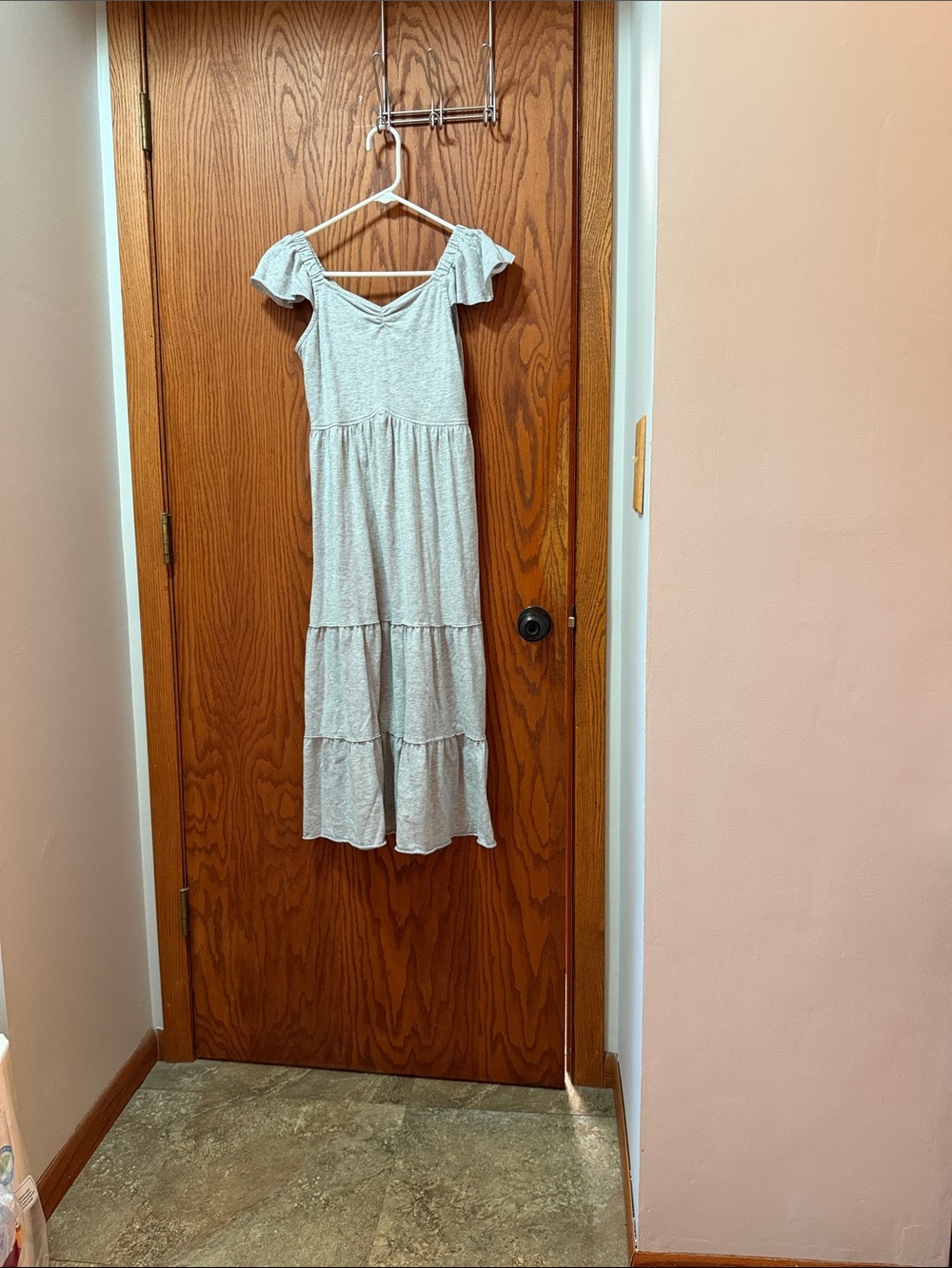 art class Heather Gray Tiered Knit Dress with Flutter Sleeves